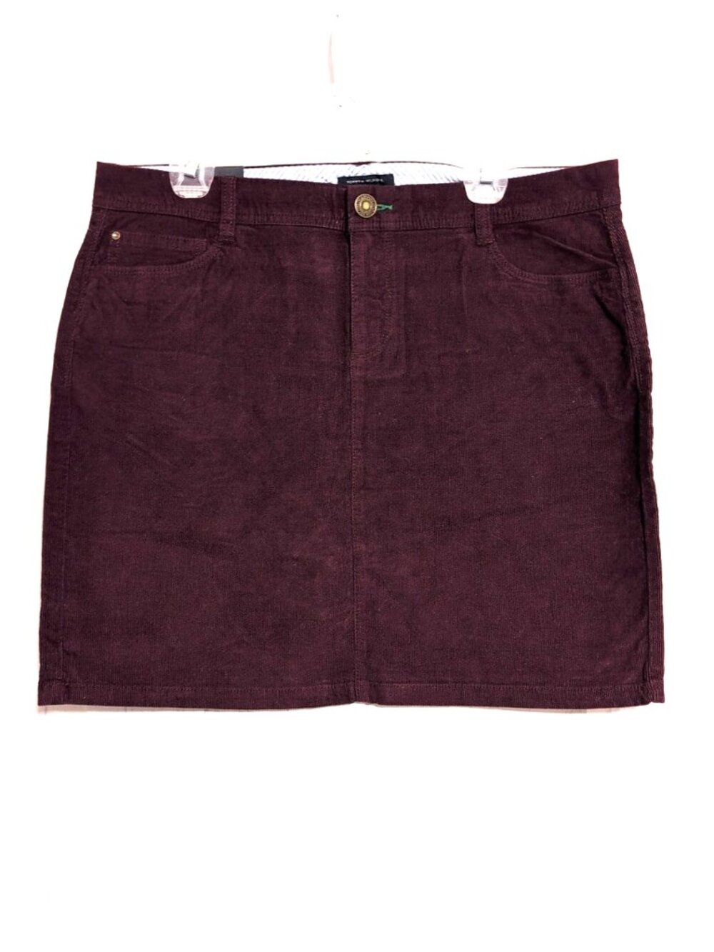 NEW Tommy Hilfiger Ladies Corduroy 18" Skirt sz 14 Burgundy Pockets Stretch